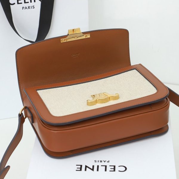 CELINE CLASSIQUE TRIOMPHE BAG IN TRIOMPHE CANVAS AND CALFSKIN(HIGH-END GRADE) - Image 8