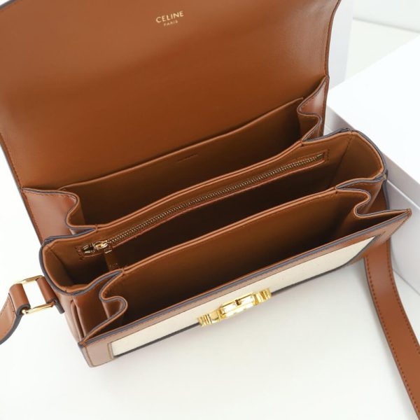 CELINE CLASSIQUE TRIOMPHE BAG IN TRIOMPHE CANVAS AND CALFSKIN(HIGH-END GRADE) - Image 9