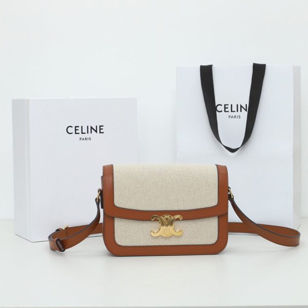 CELINE CLASSIQUE TRIOMPHE BAG IN TRIOMPHE CANVAS AND CALFSKIN(HIGH-END GRADE) - Image 10