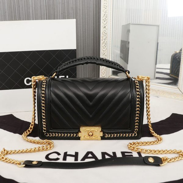 Chanel Top Handle Chevron Boy Handbag - Image 2