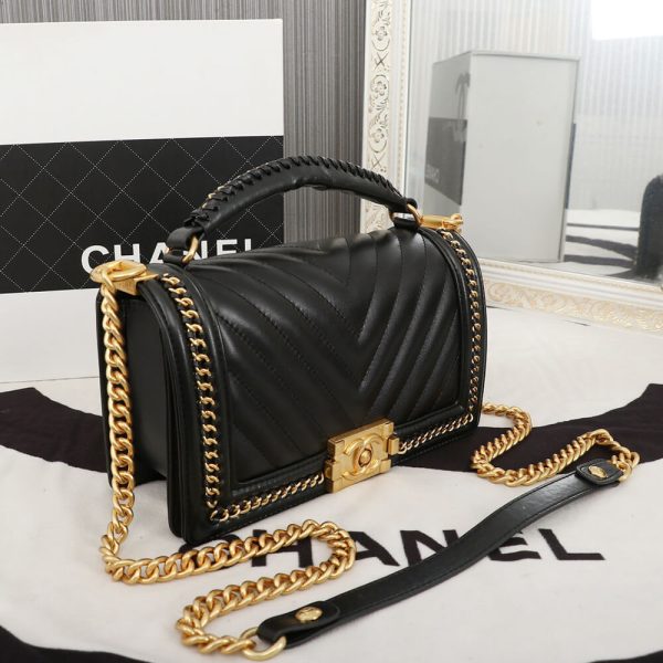 Chanel Top Handle Chevron Boy Handbag - Image 3