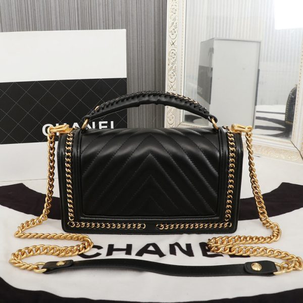 Chanel Top Handle Chevron Boy Handbag - Image 4