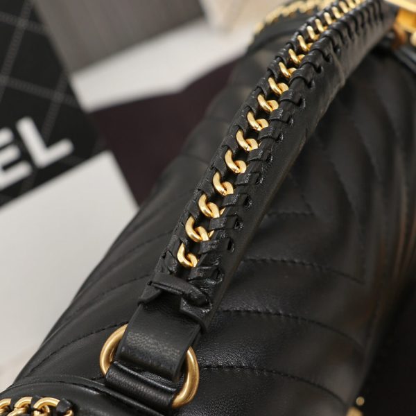 Chanel Top Handle Chevron Boy Handbag - Image 6
