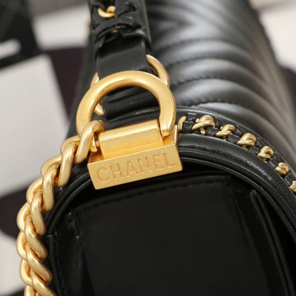 Chanel Top Handle Chevron Boy Handbag - Image 7